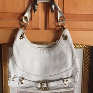White leather purse